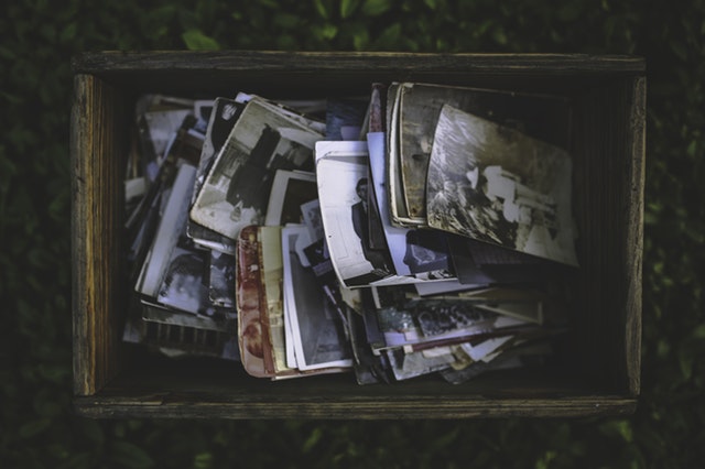 a box full of old photographs 